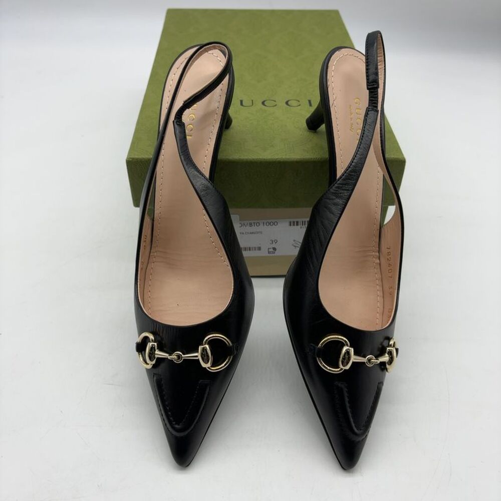 Gucci Horse bit Leather Slingback Pumps